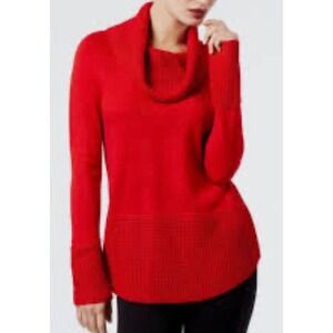 CYRUS Cowl Neck Sweater NWT Women SMALL Flame Orange High Low Hem MSRP $69 Rayon